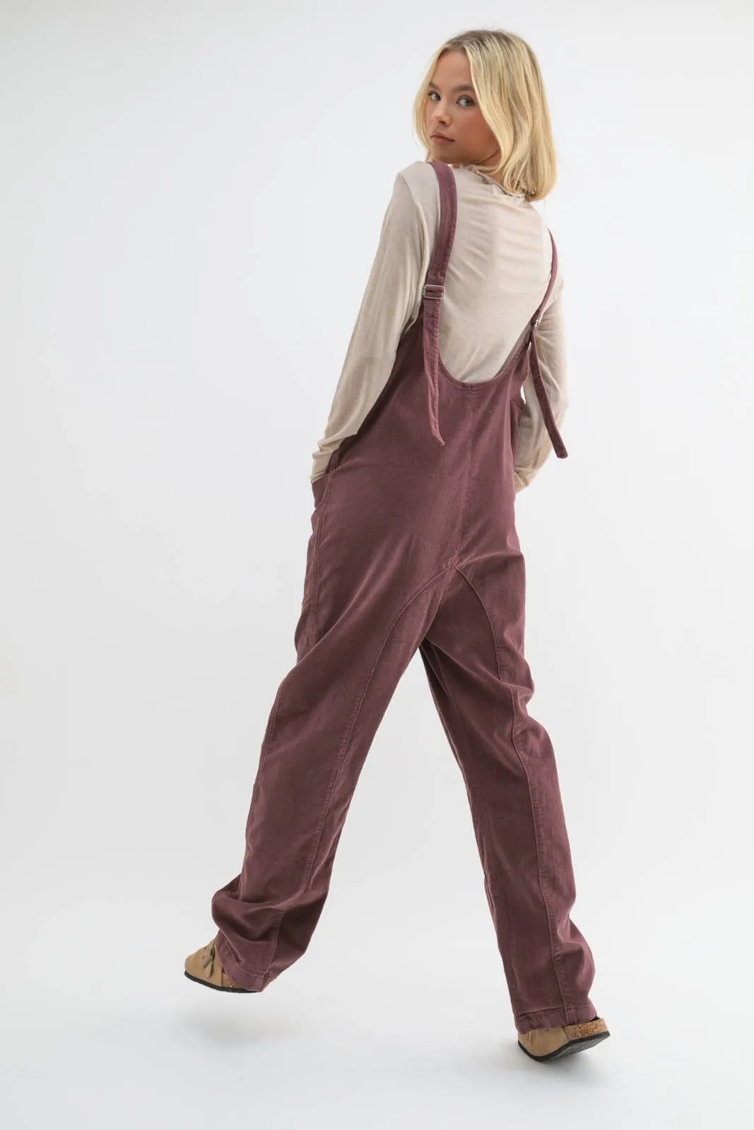 OPEN BACK CORDUROY JUMPSUIT