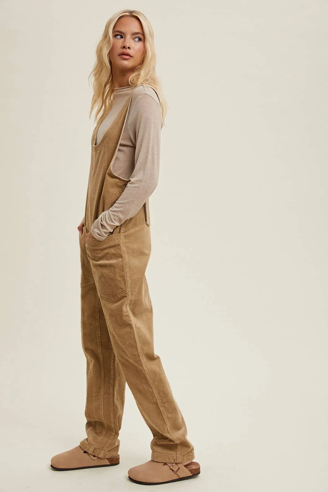 OPEN BACK CORDUROY JUMPSUIT