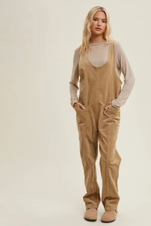 OPEN BACK CORDUROY JUMPSUIT
