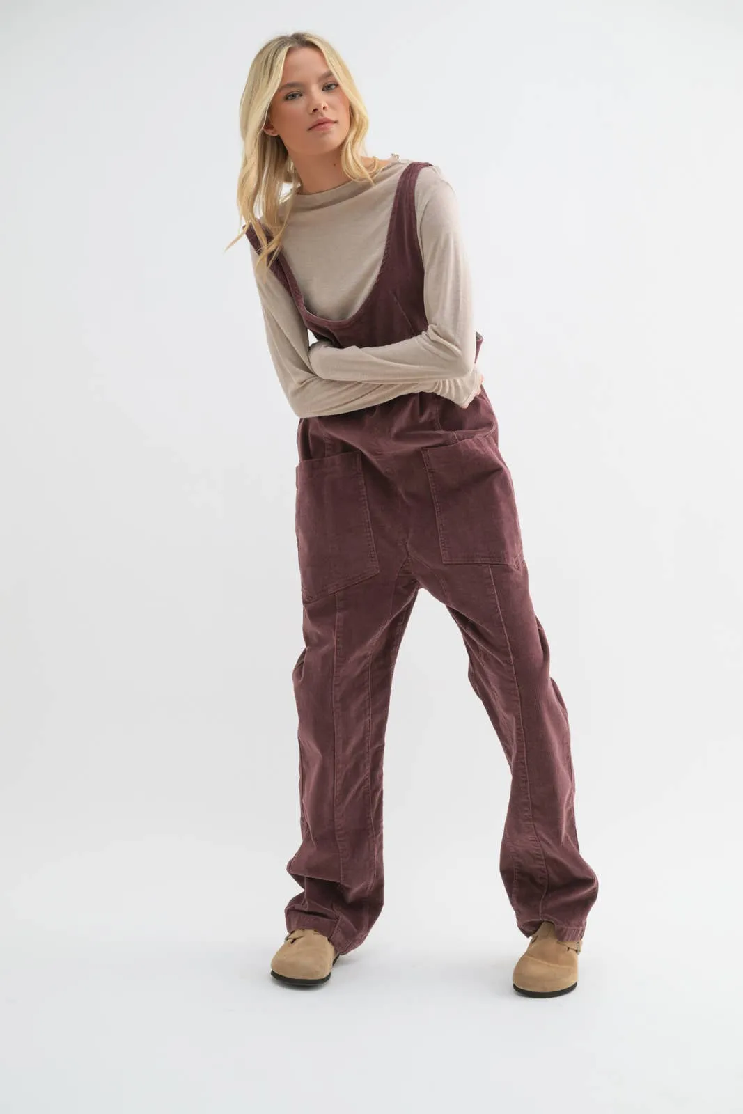 OPEN BACK CORDUROY JUMPSUIT