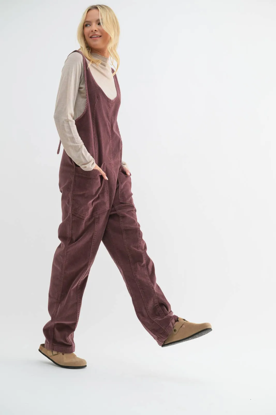 OPEN BACK CORDUROY JUMPSUIT