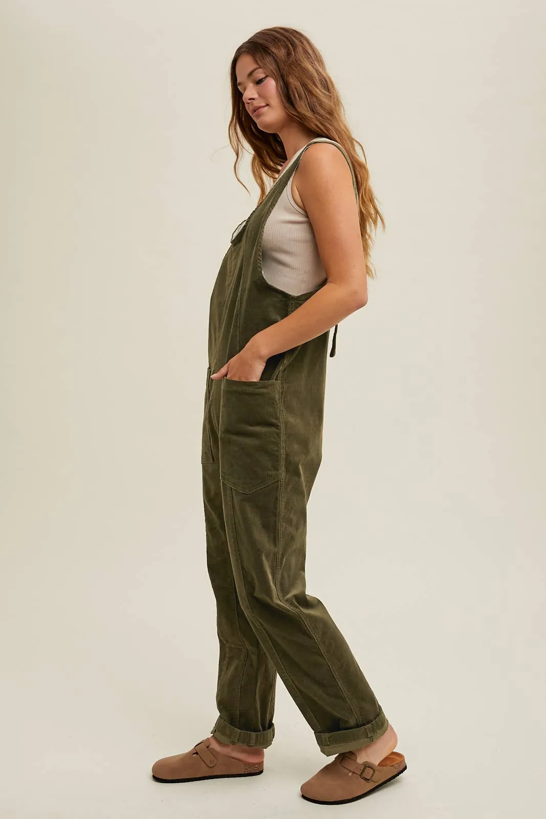 OPEN BACK CORDUROY JUMPSUIT