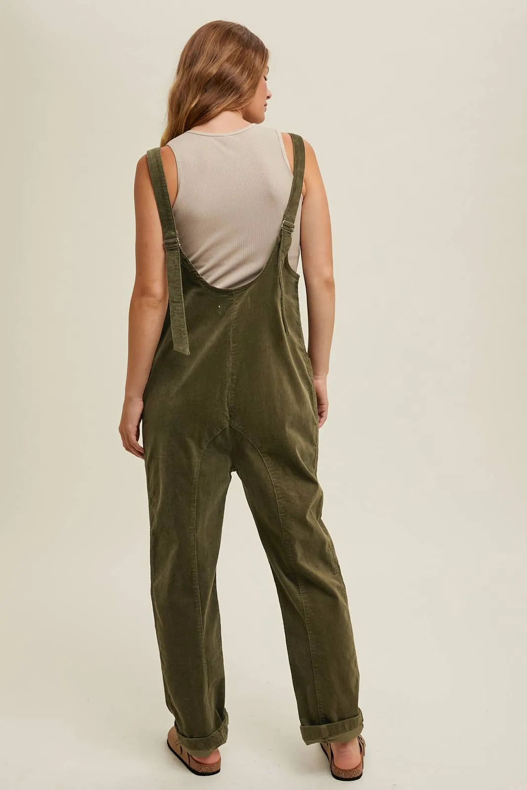 OPEN BACK CORDUROY JUMPSUIT