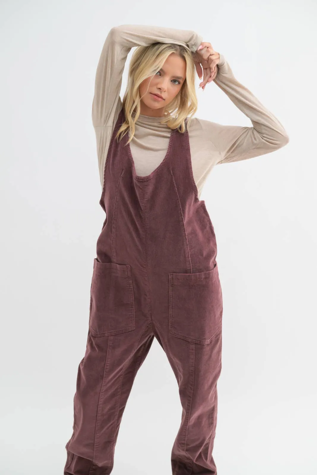 OPEN BACK CORDUROY JUMPSUIT