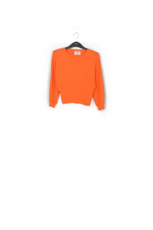 Orange knitted sweater with fitted waist