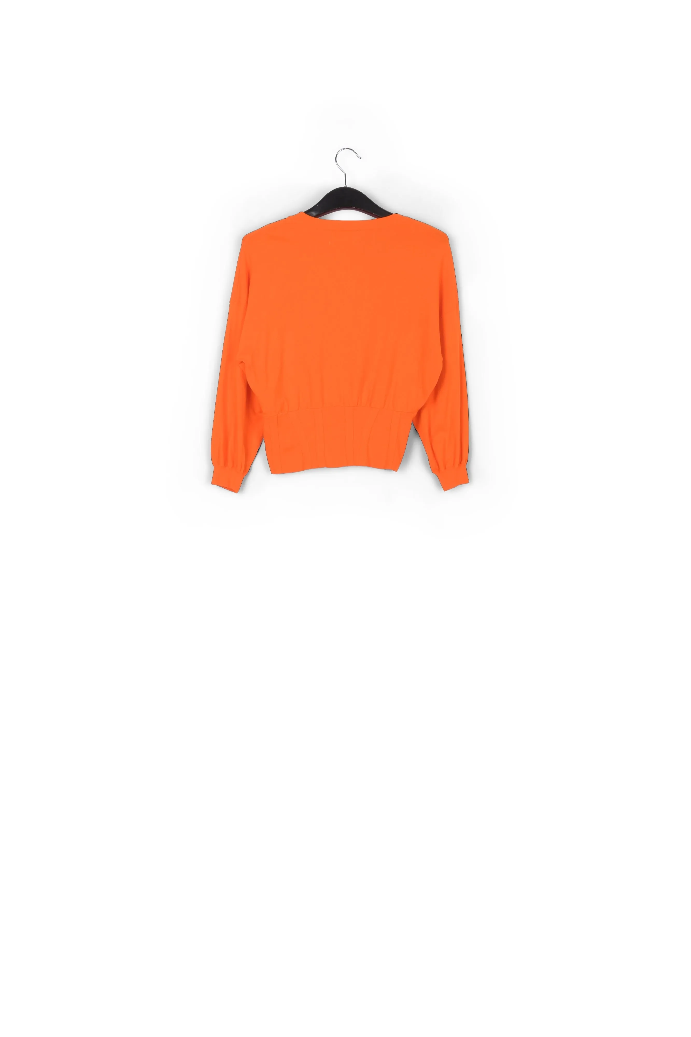Orange knitted sweater with fitted waist
