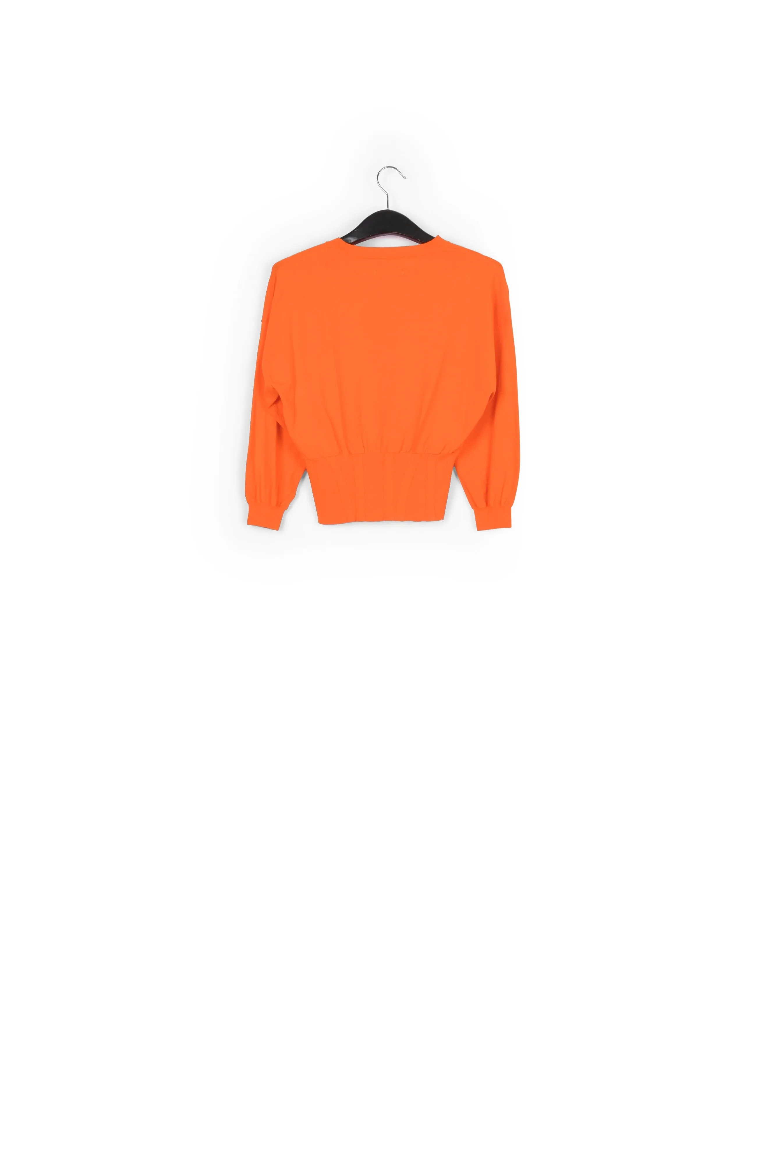 Orange knitted sweater with fitted waist