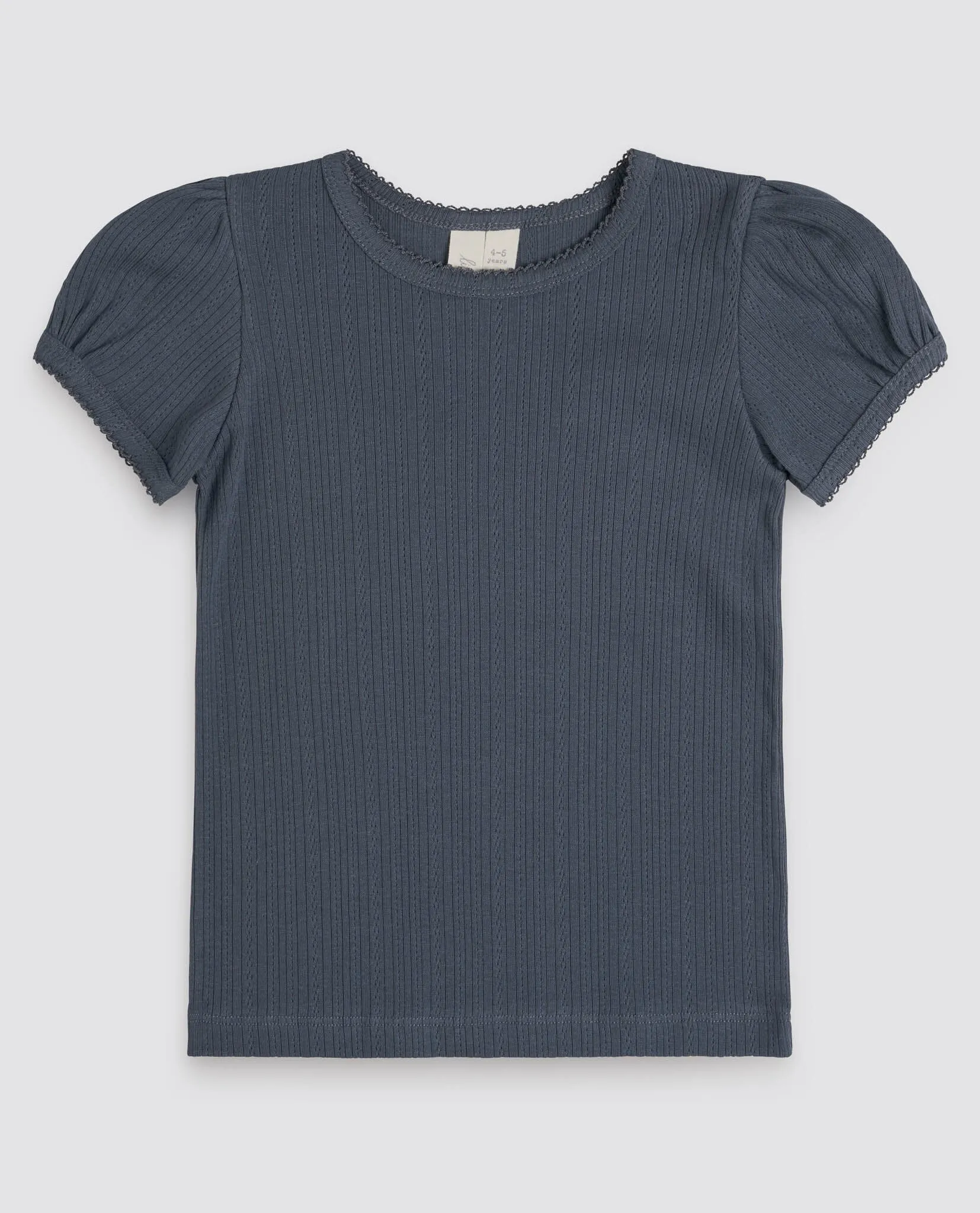 Organic Pointelle T-shirt || Storm Blue