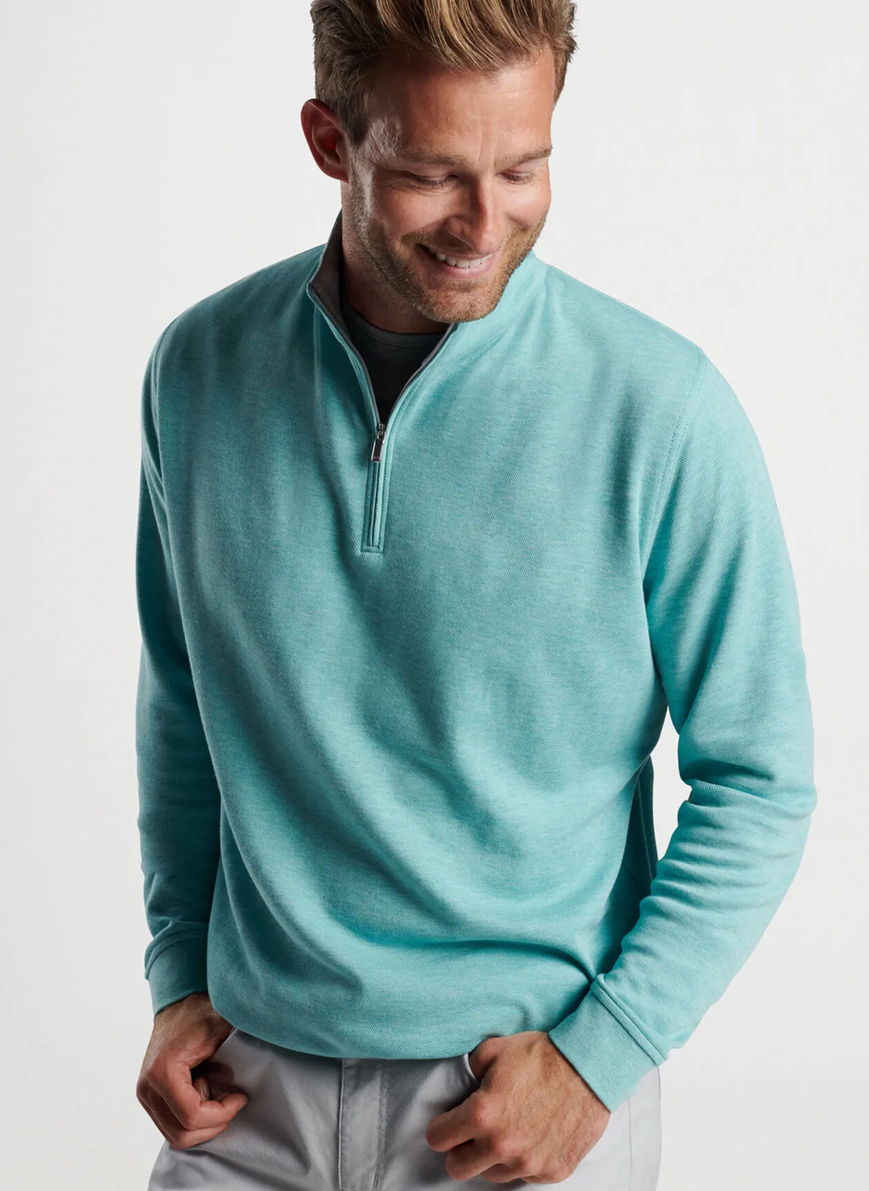 Peter Millar Mens Classic Fit Crown Comfort Pullover - CLOUD
