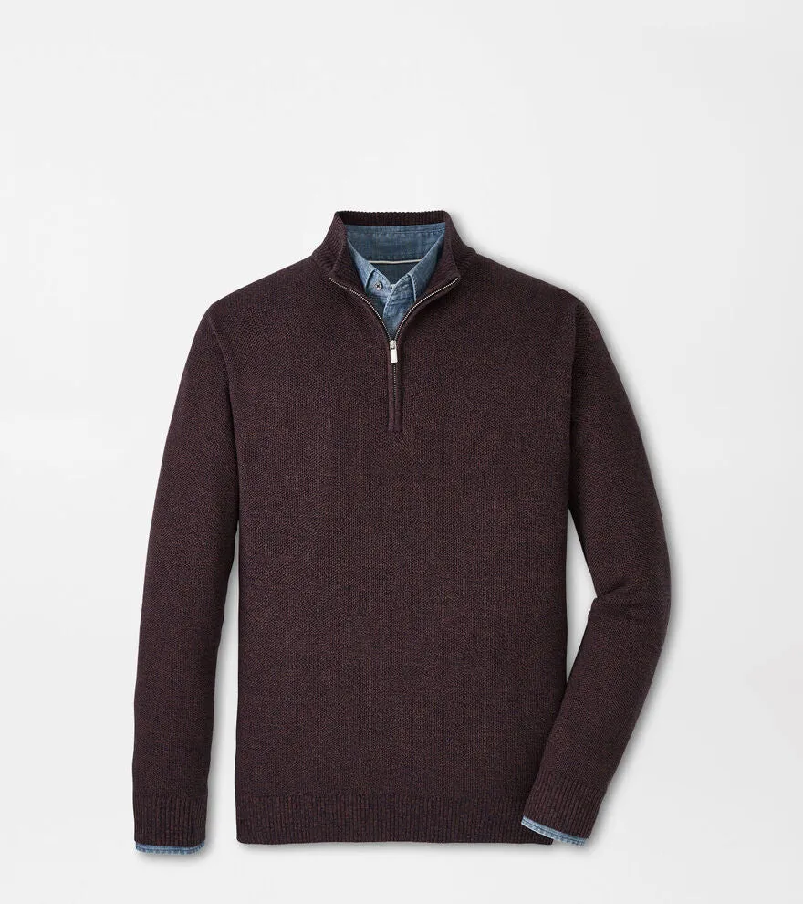 Peter Millar Mens Classic Fit Nevis Twisted Quarter-Zip - MIDNIGHT CANOPY