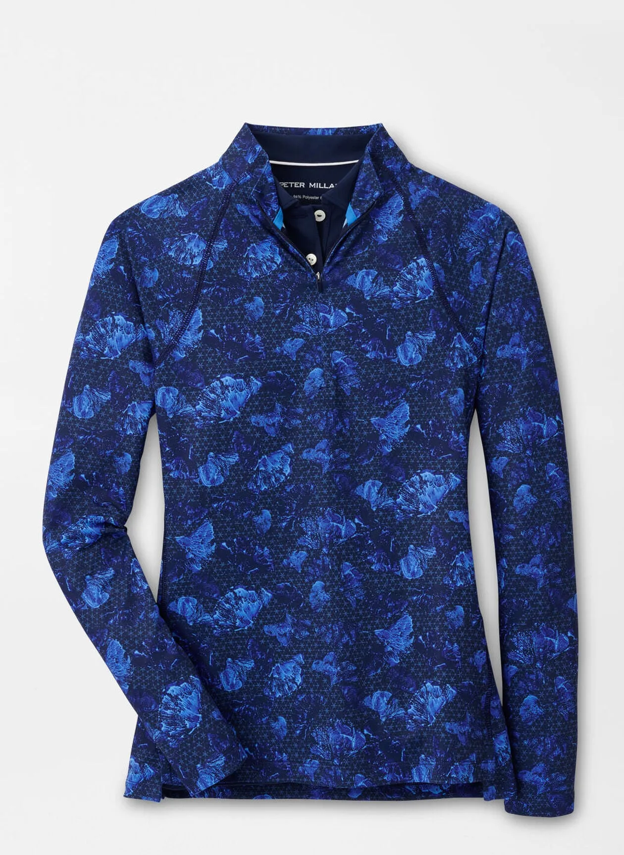 Peter Millar Womens Ginko Print Raglan Sleeve Perth Layer - ABACO BLUE