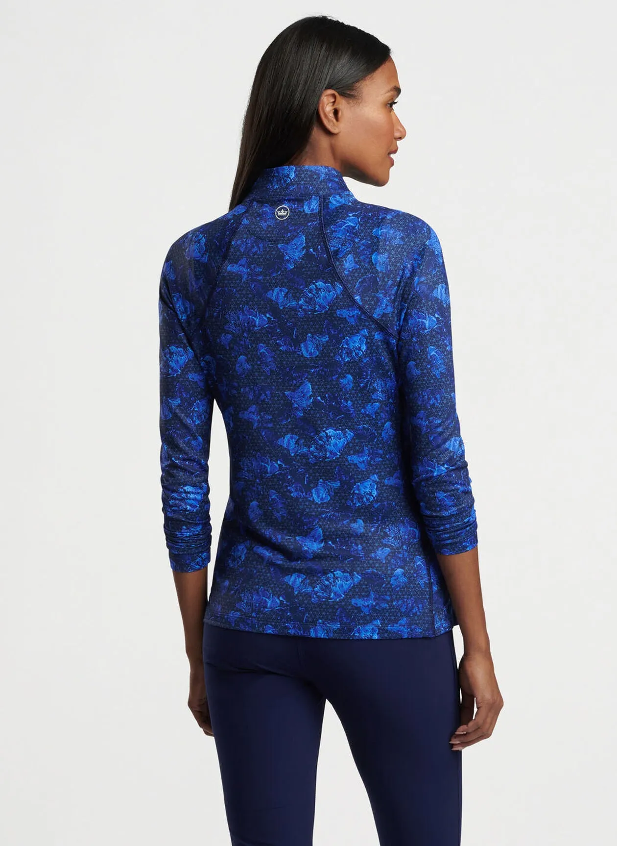Peter Millar Womens Ginko Print Raglan Sleeve Perth Layer - ABACO BLUE