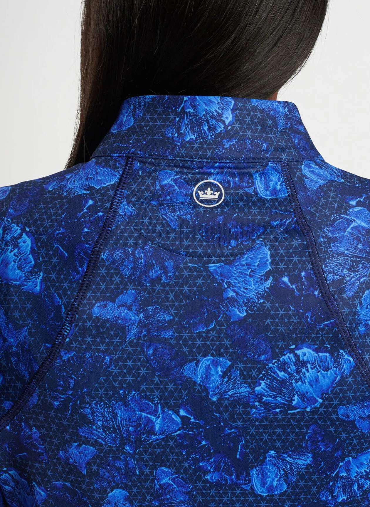 Peter Millar Womens Ginko Print Raglan Sleeve Perth Layer - ABACO BLUE