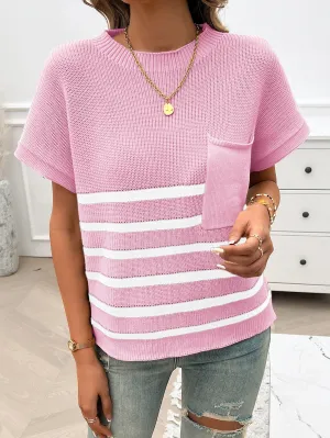 Pink Textured Striped Top