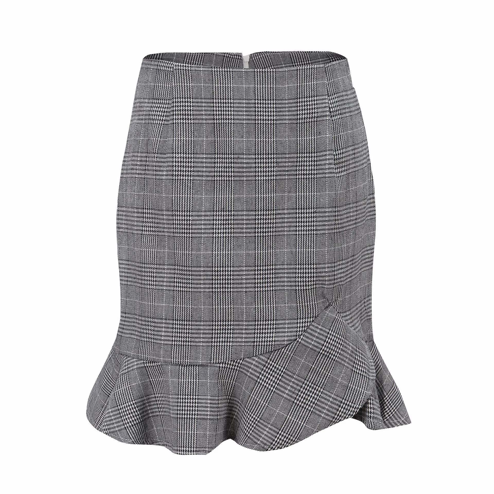 Plaid Fashion Versatile Lotus Leaf Skirt
