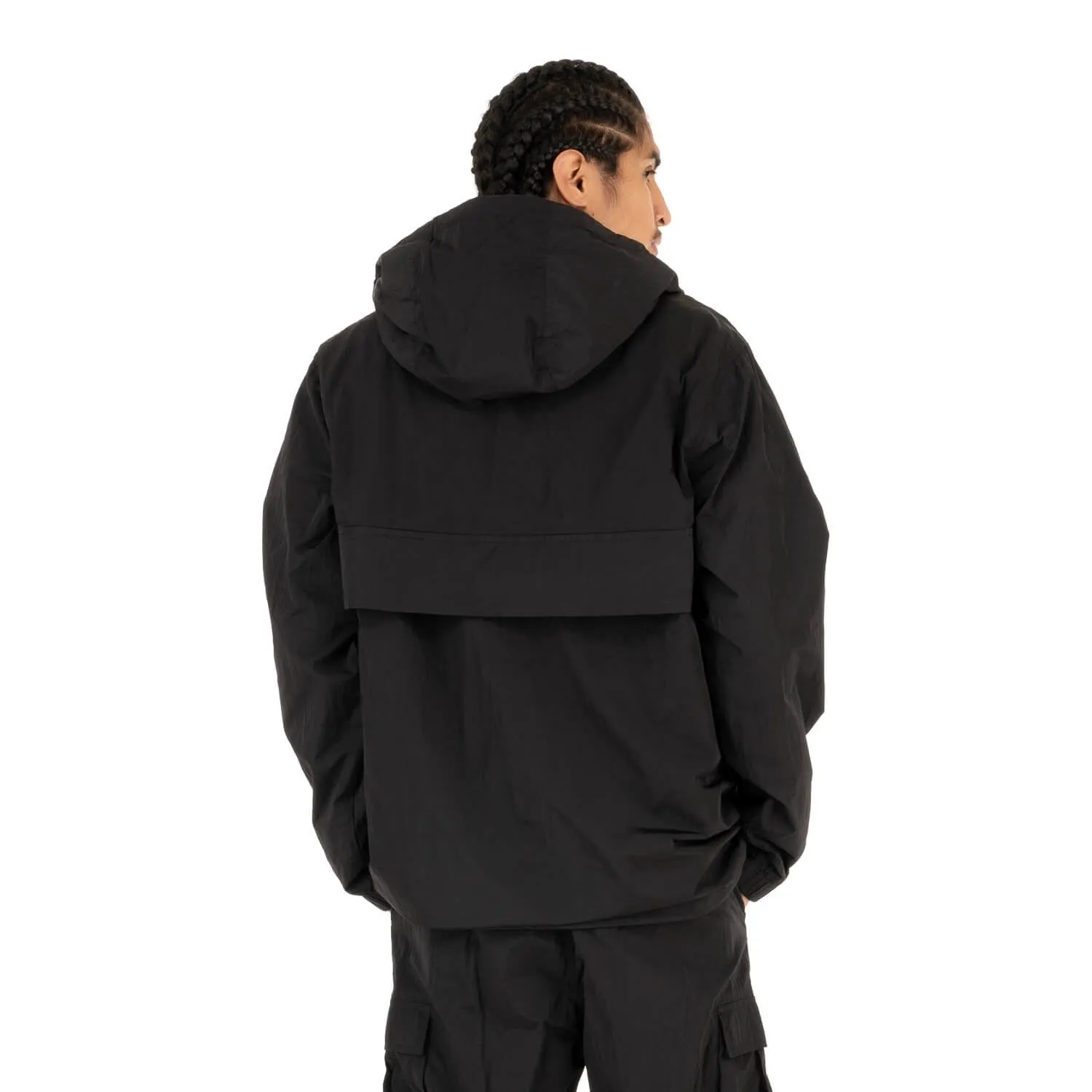 Pro Club Metallic Nylon Anorak Pullover Jacket - Black