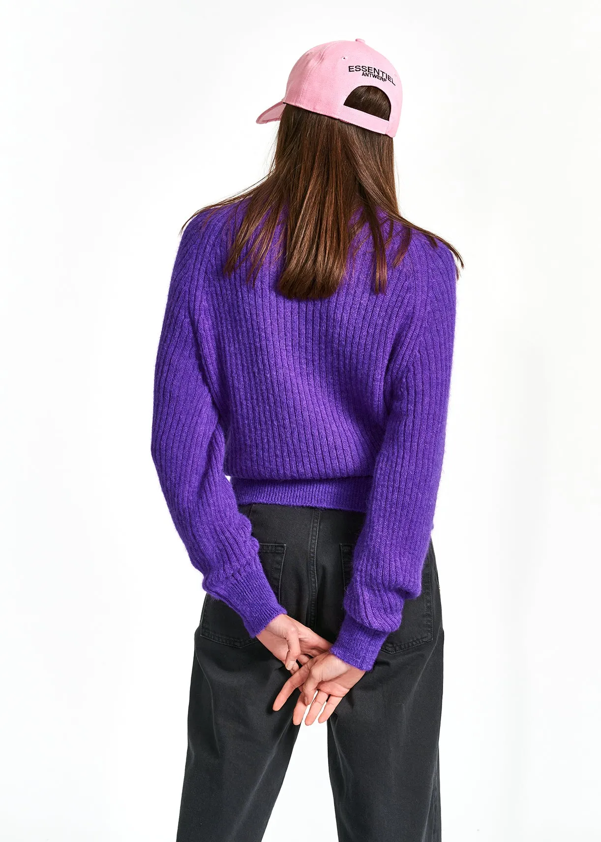 Purple fitted knit sweater