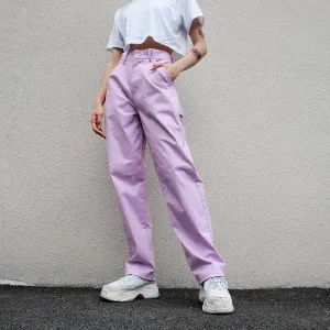 "PURPLE SIDE POCKET" OVERALLS PANTS K050301