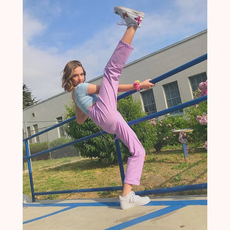 "PURPLE SIDE POCKET" OVERALLS PANTS K050301
