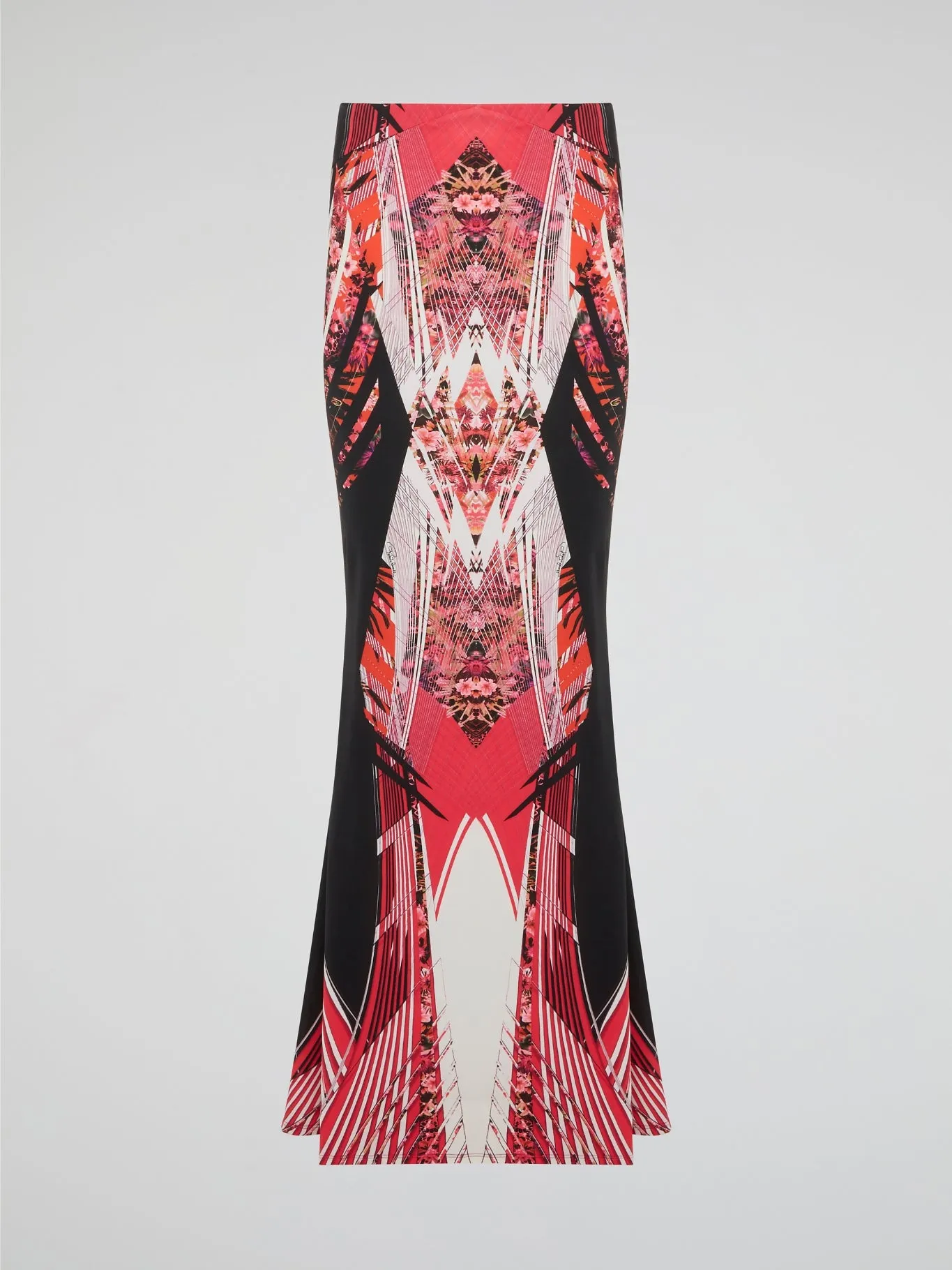 Red Printed Maxi Skirt