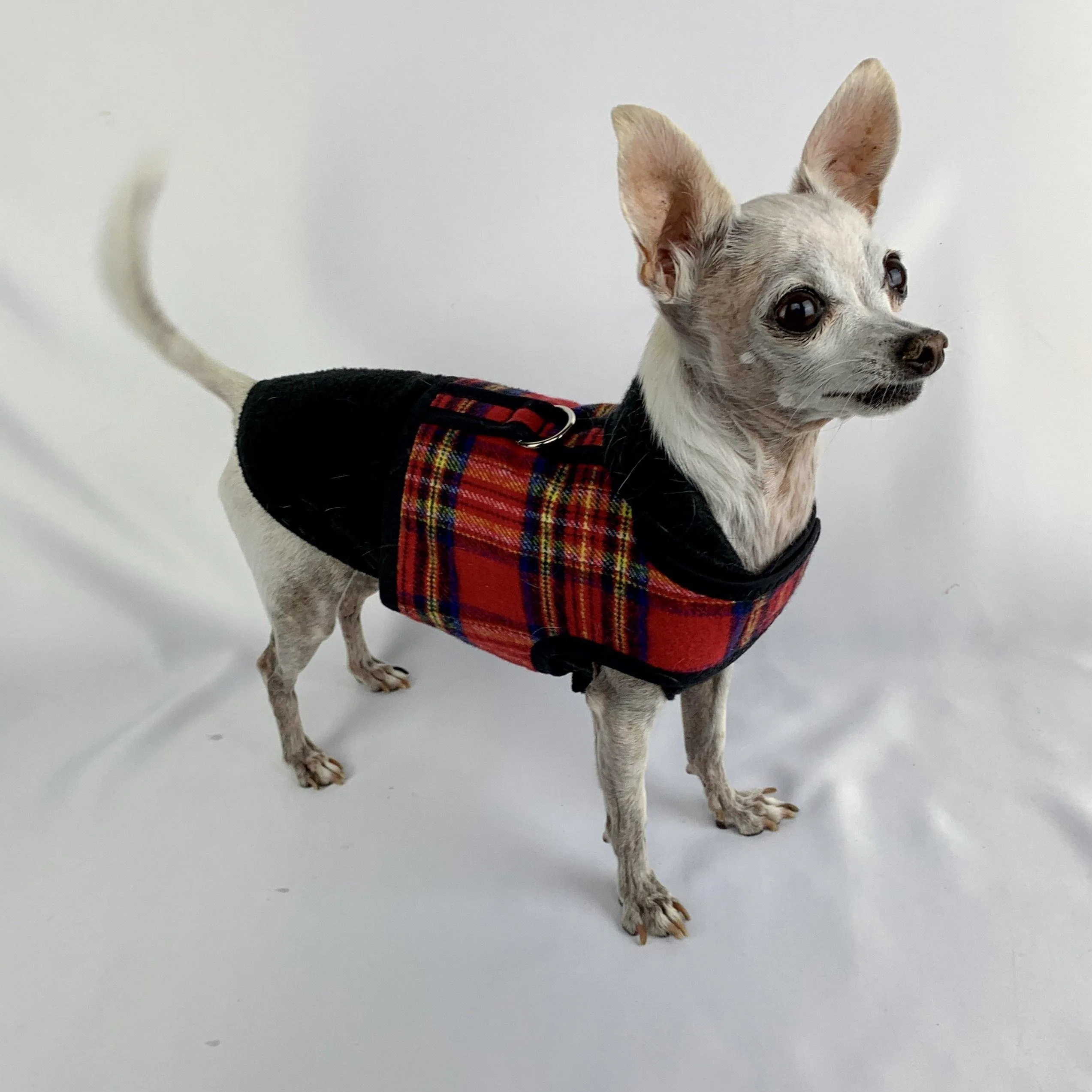 Red Tartan Plaid Brushed Cotton Dog Cat Vest Harness