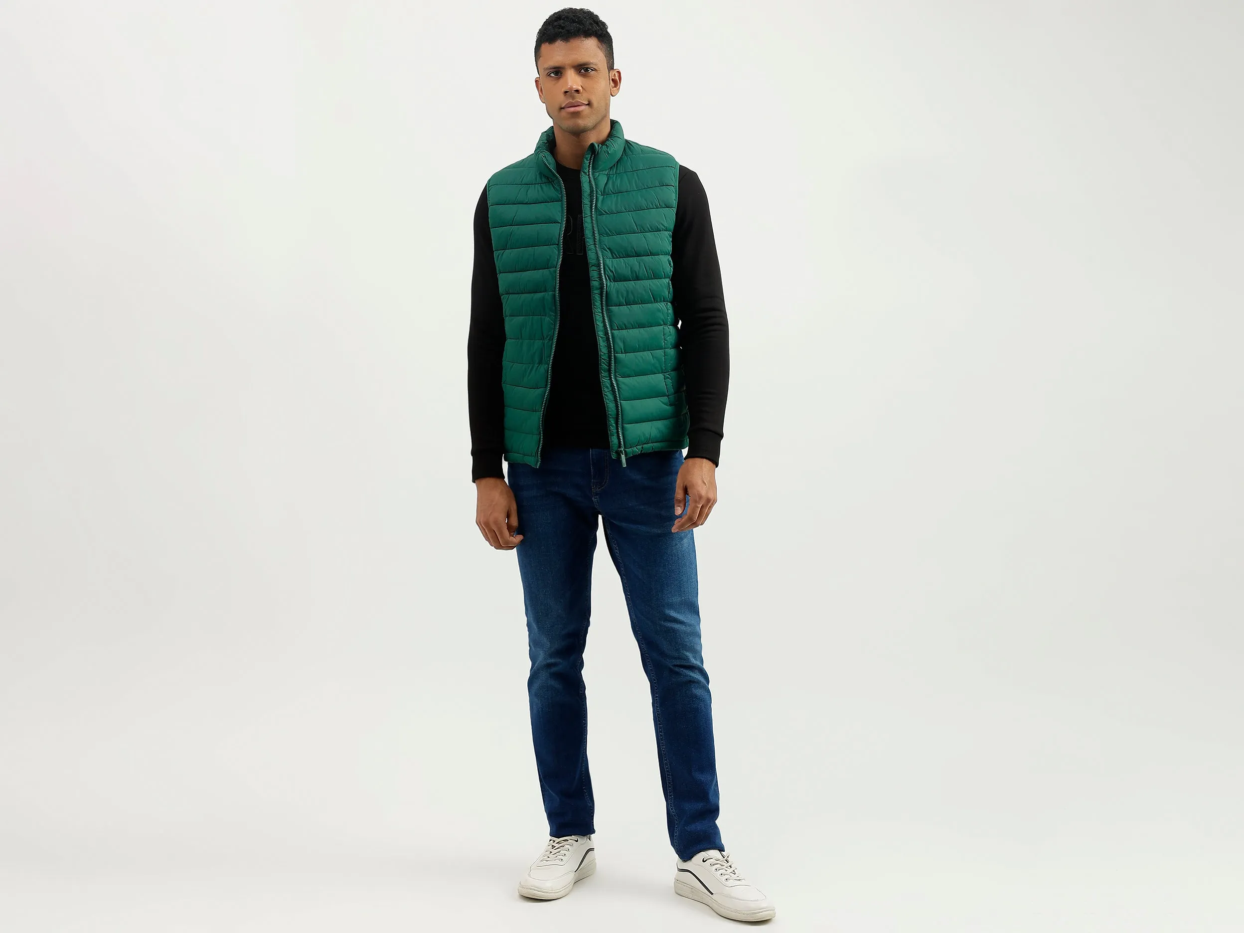 Regular Fit Mock Neck Solid Jacket