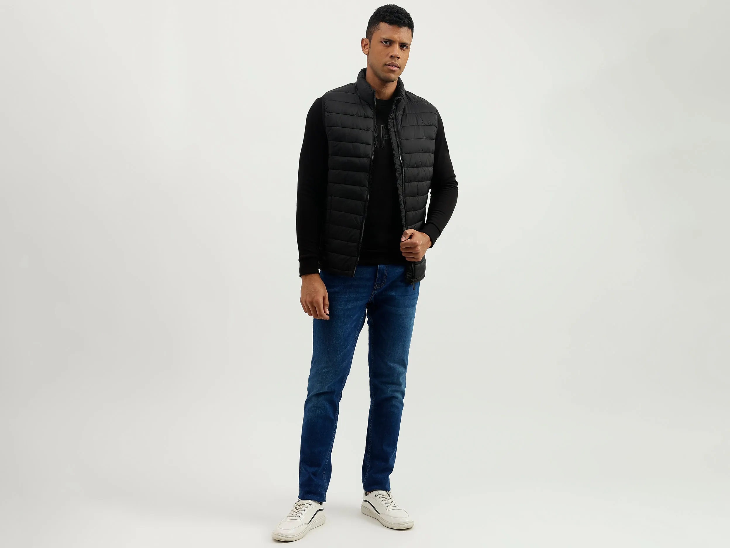 Regular Fit Mock Neck Solid Jacket