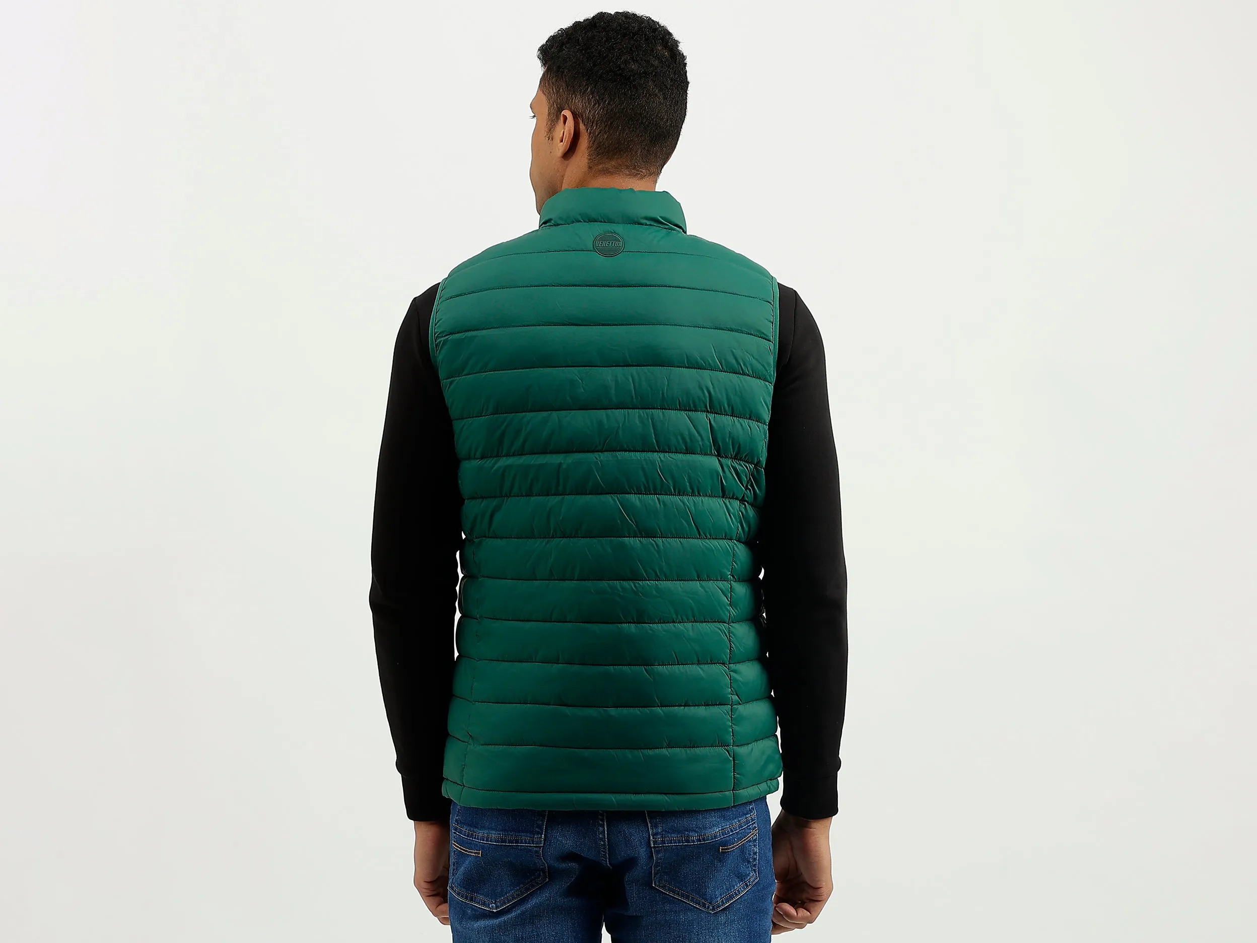 Regular Fit Mock Neck Solid Jacket