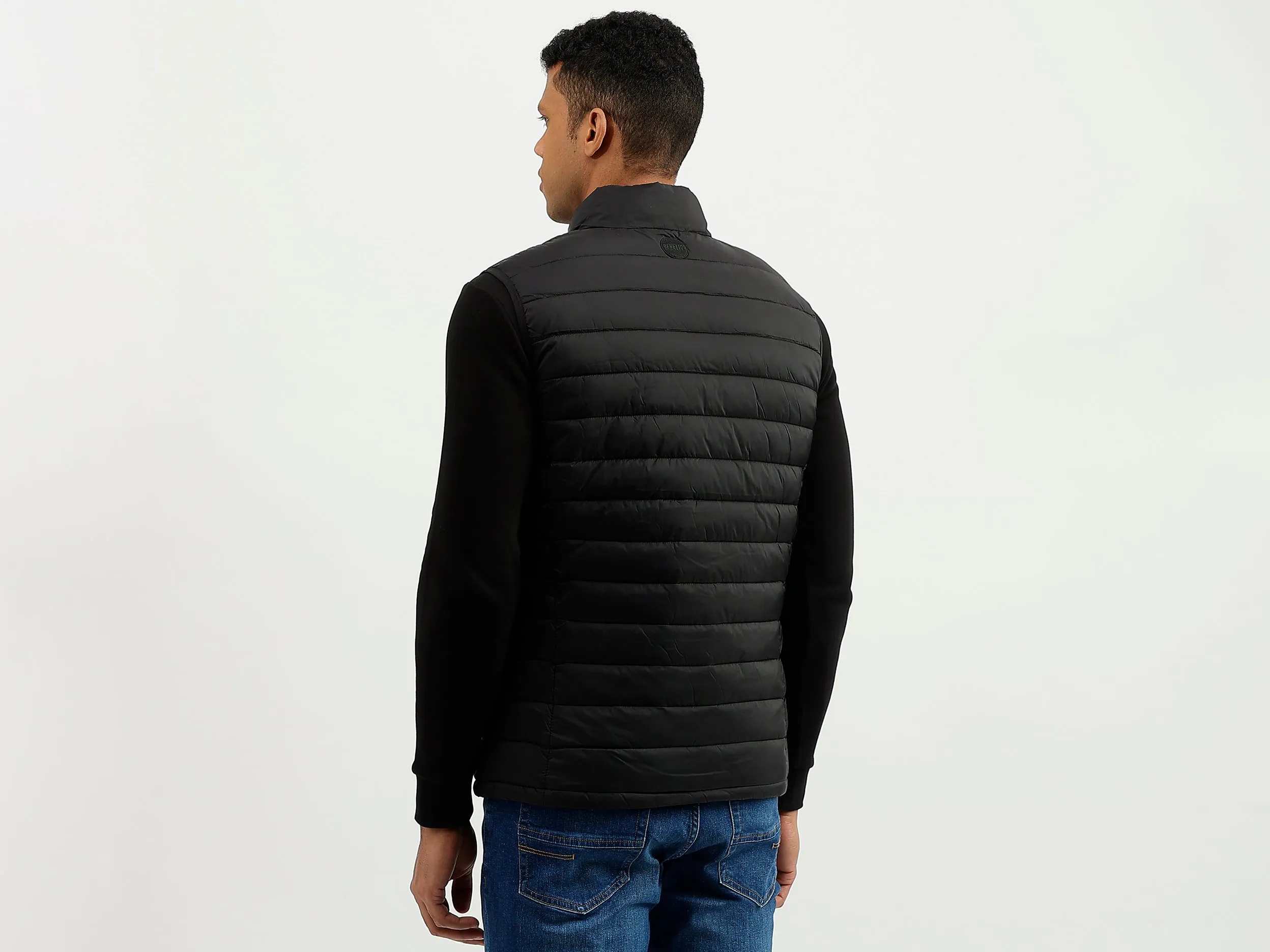 Regular Fit Mock Neck Solid Jacket