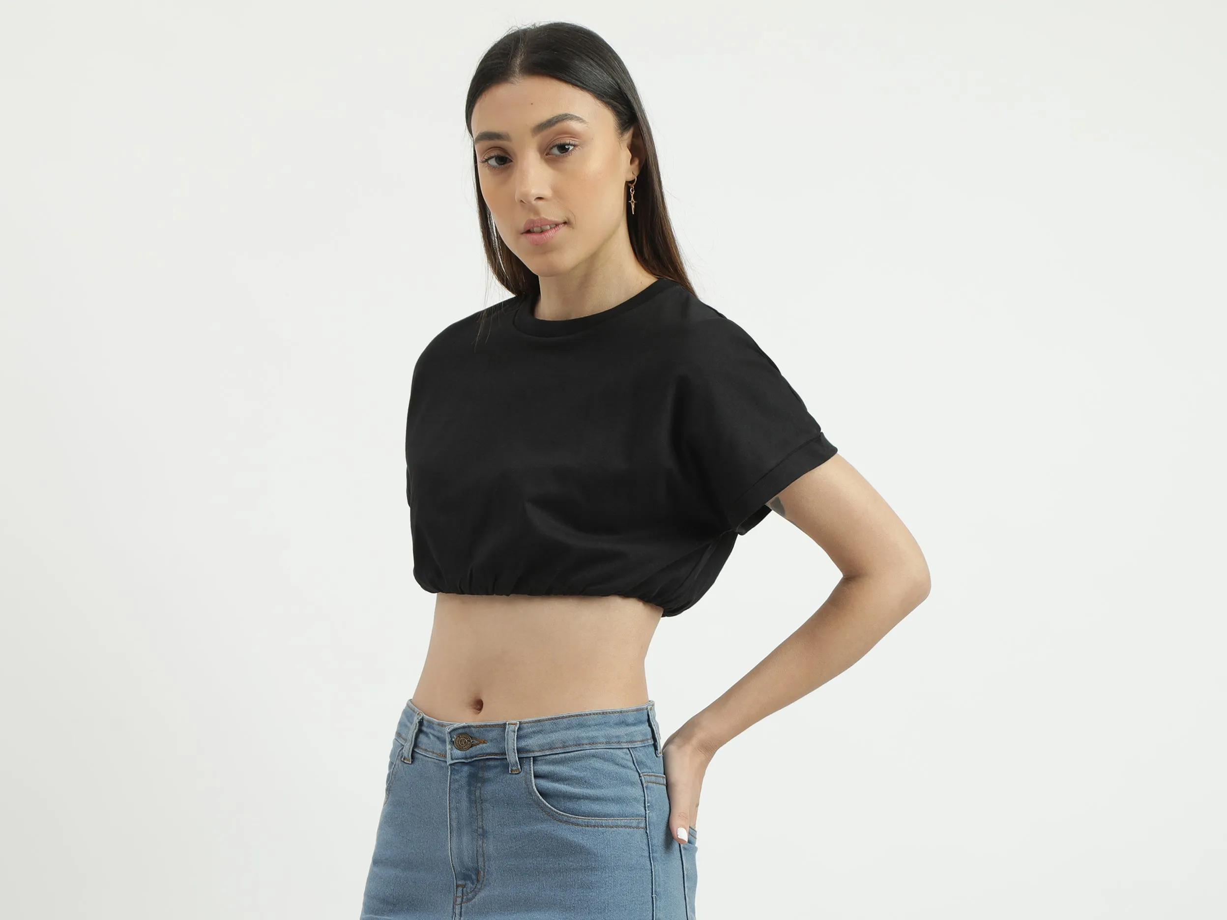 Regular Fit Round Neck Solid Top