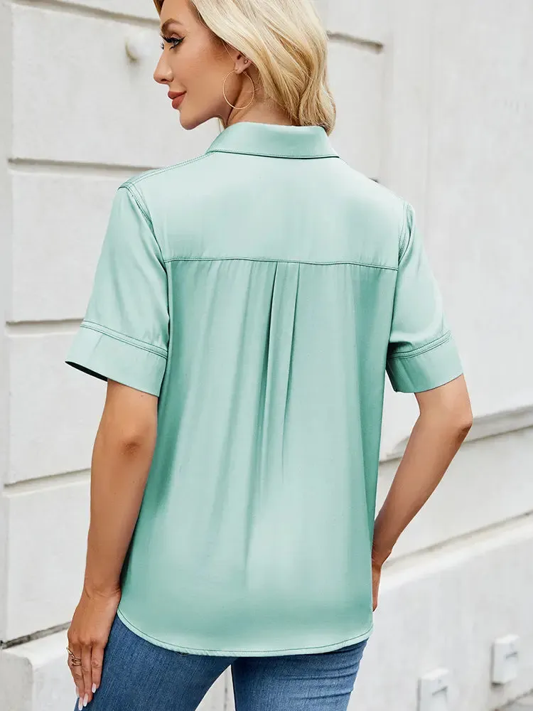Relaxed Fit Short-Sleeve Denim Shirt