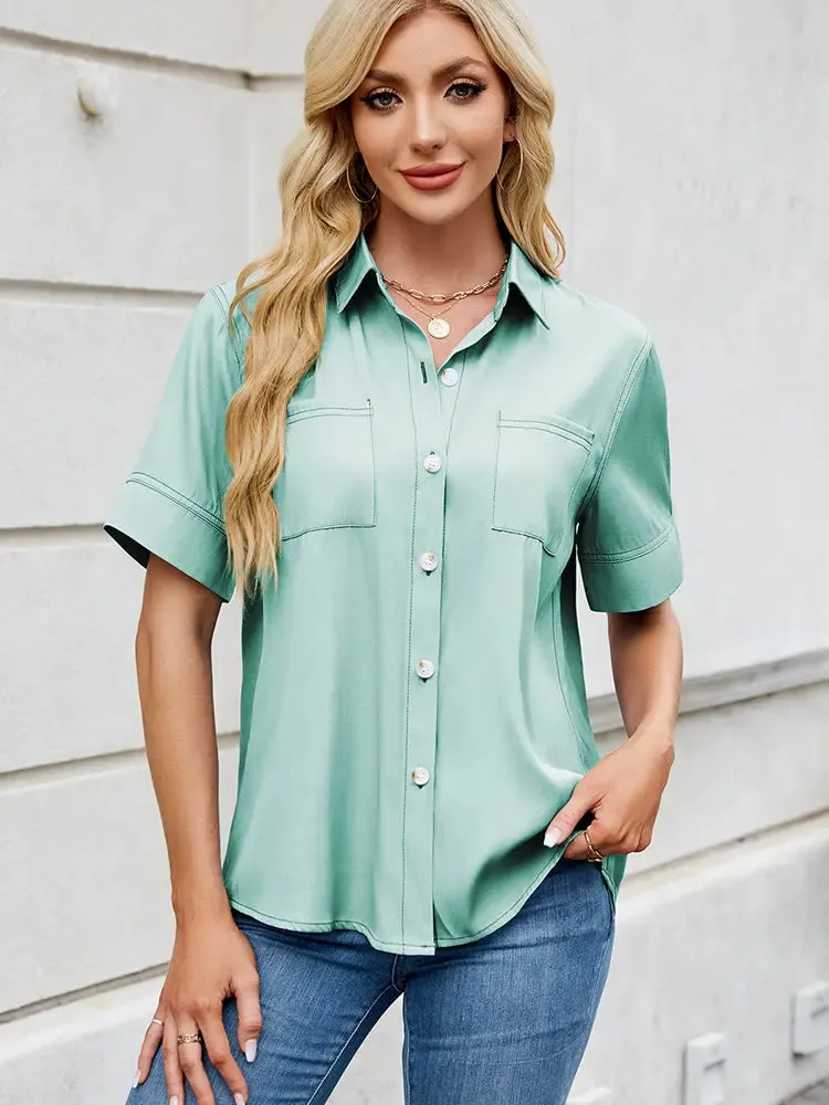 Relaxed Fit Short-Sleeve Denim Shirt