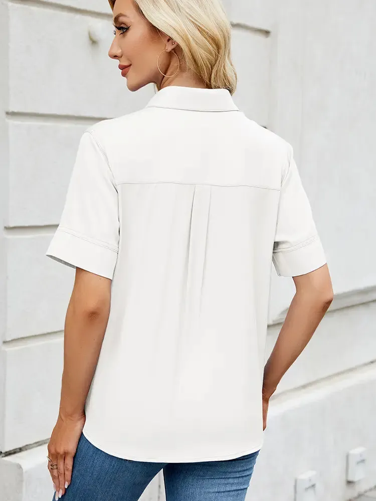 Relaxed Fit Short-Sleeve Denim Shirt