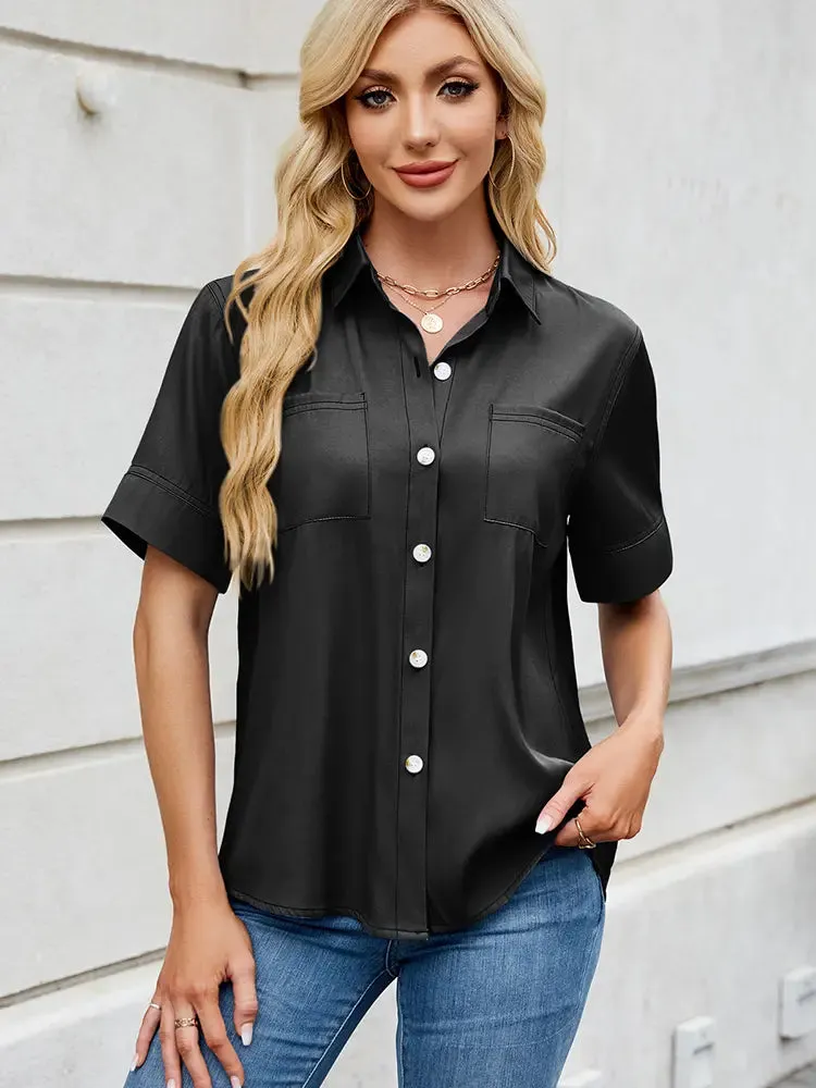 Relaxed Fit Short-Sleeve Denim Shirt
