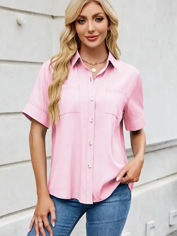 Relaxed Fit Short-Sleeve Denim Shirt