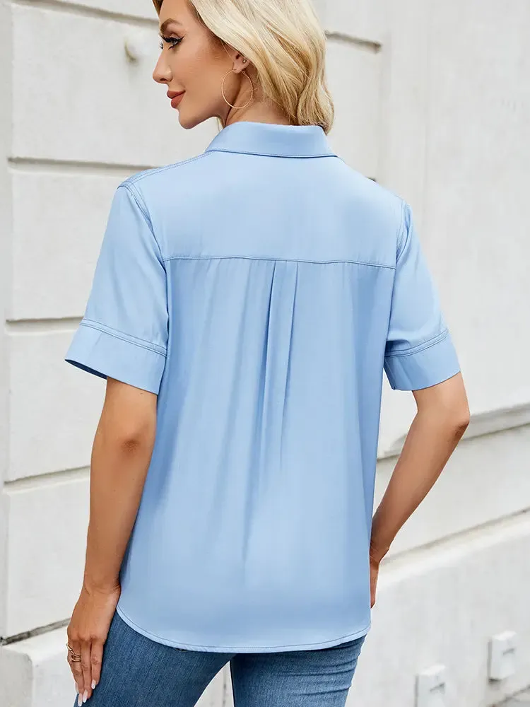 Relaxed Fit Short-Sleeve Denim Shirt