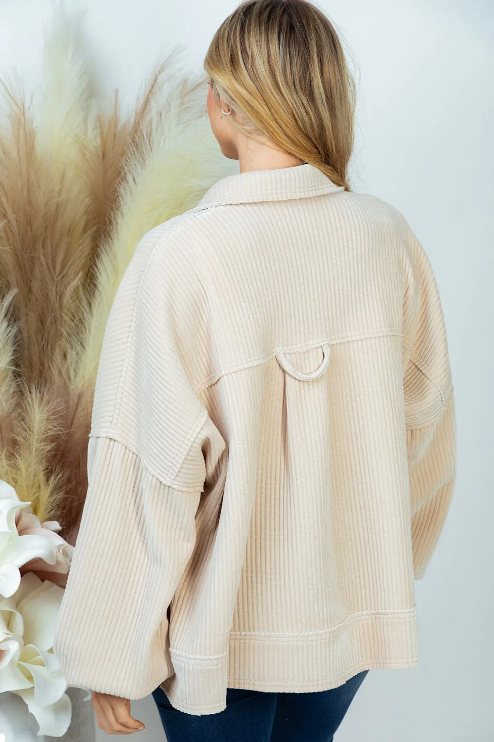 Relaxed Woven Corduroy Jacket - Oatmeal - Final Sale