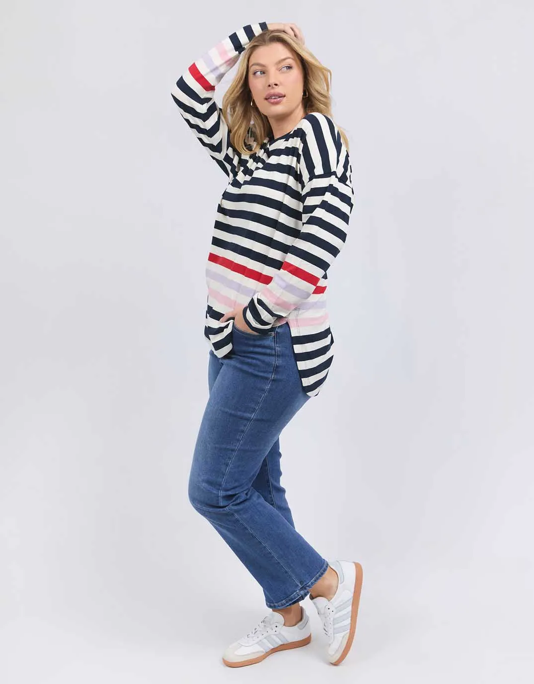 Retreat Long Sleeve Tee - Multicoloured Stripe