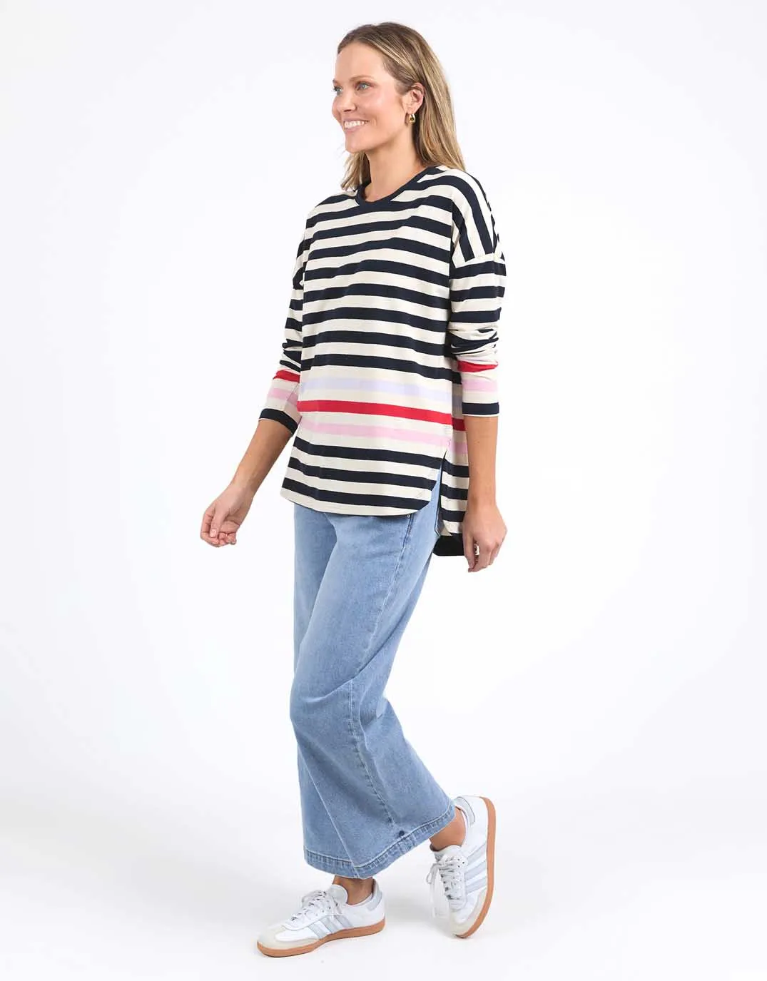 Retreat Long Sleeve Tee - Multicoloured Stripe