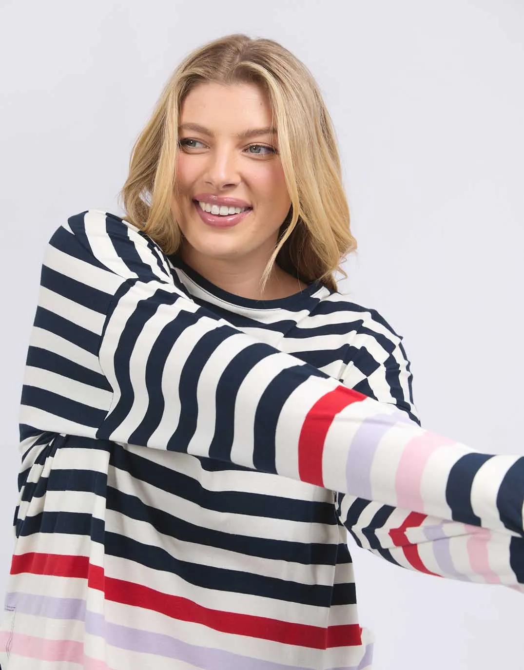 Retreat Long Sleeve Tee - Multicoloured Stripe