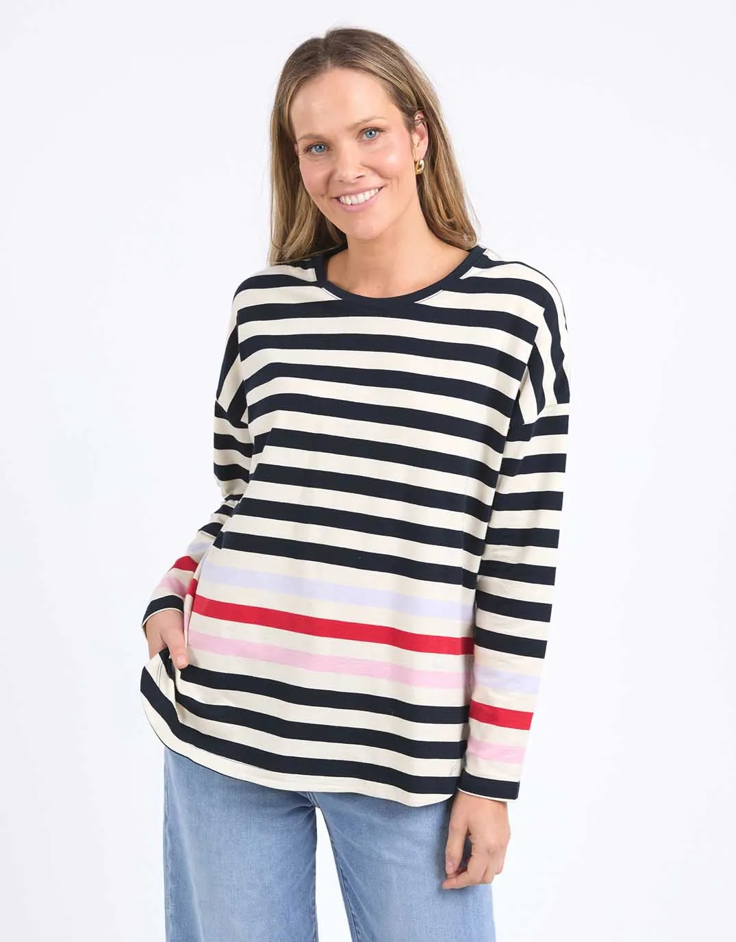 Retreat Long Sleeve Tee - Multicoloured Stripe