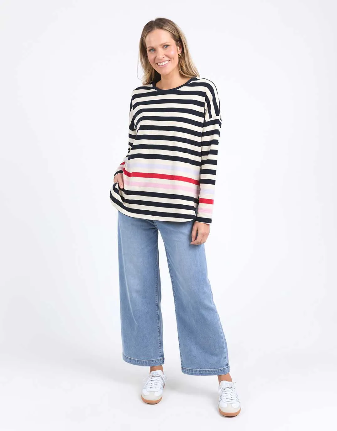 Retreat Long Sleeve Tee - Multicoloured Stripe