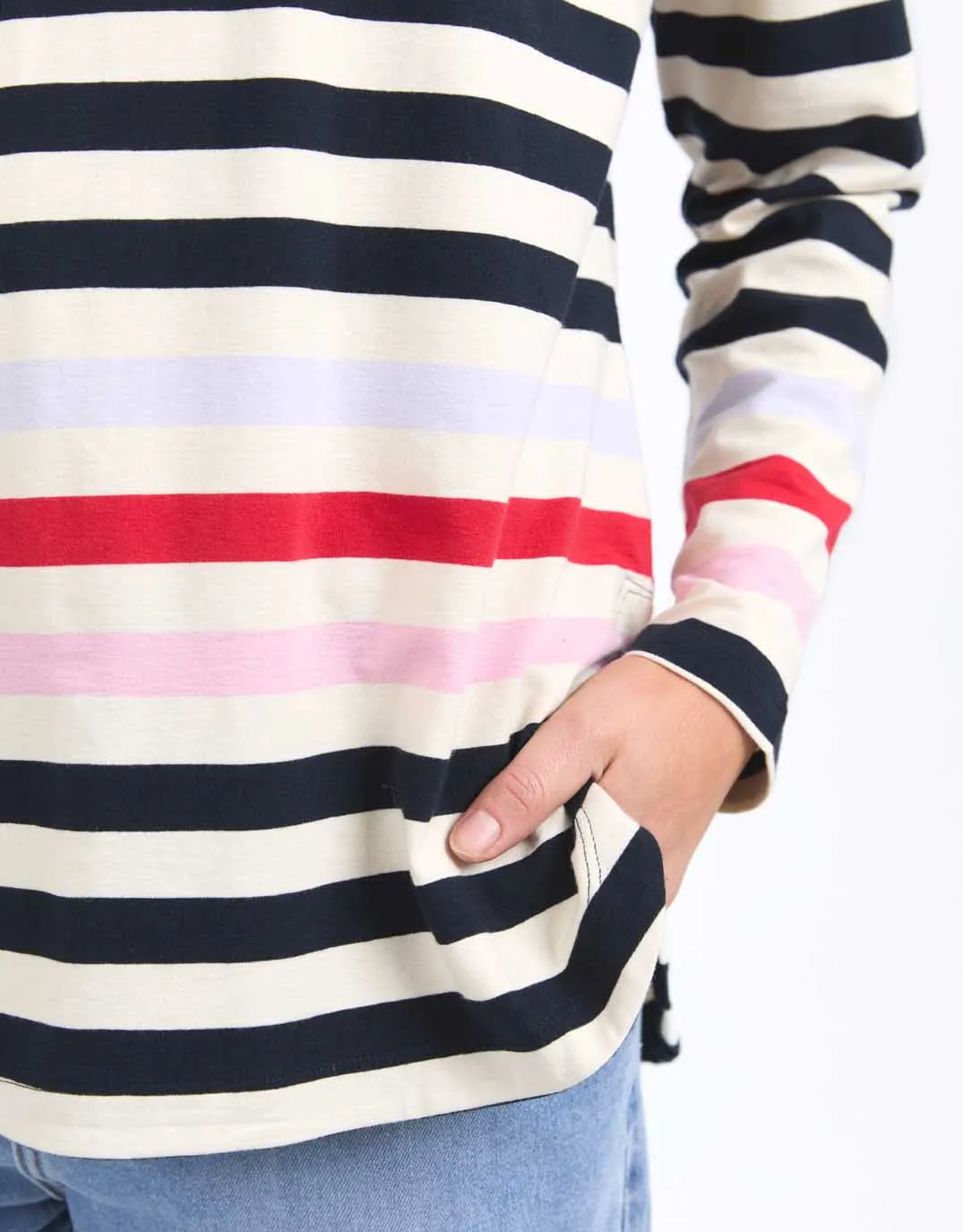 Retreat Long Sleeve Tee - Multicoloured Stripe