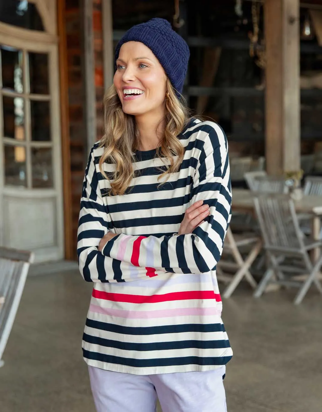 Retreat Long Sleeve Tee - Multicoloured Stripe