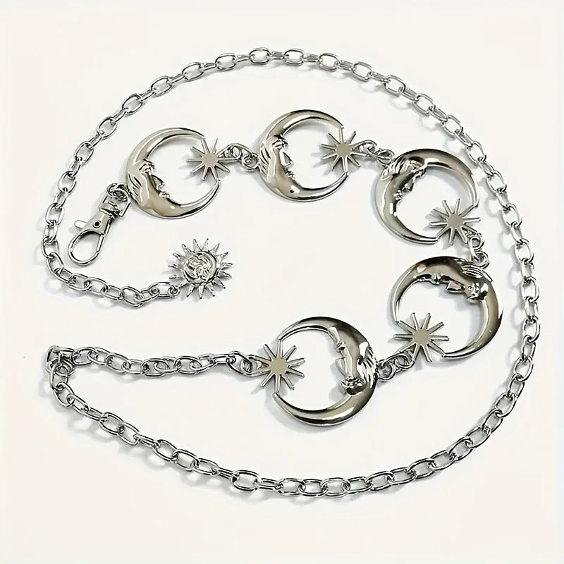Retro Bohemian Moon-Shaped Metal Waist Chain – Versatile Chain Belt for Women