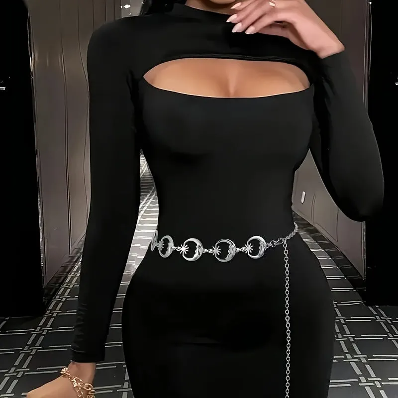 Retro Bohemian Moon-Shaped Metal Waist Chain – Versatile Chain Belt for Women