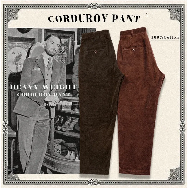 Retro Corduroy Cargo Pants - High-Quality Black Pocket Thick Straight Casual Streetwear Pants