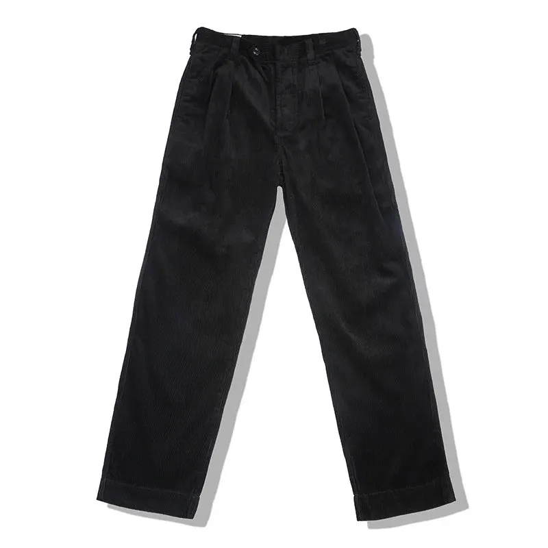 Retro Corduroy Cargo Pants - High-Quality Black Pocket Thick Straight Casual Streetwear Pants