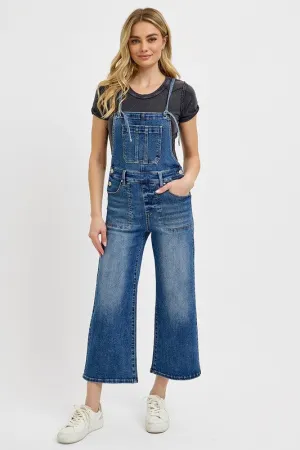 RISEN Full Size Knotted Strap Denim Overalls with Pockets Plus Size