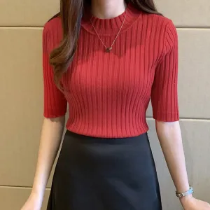 Rust High Neck Knitted Top